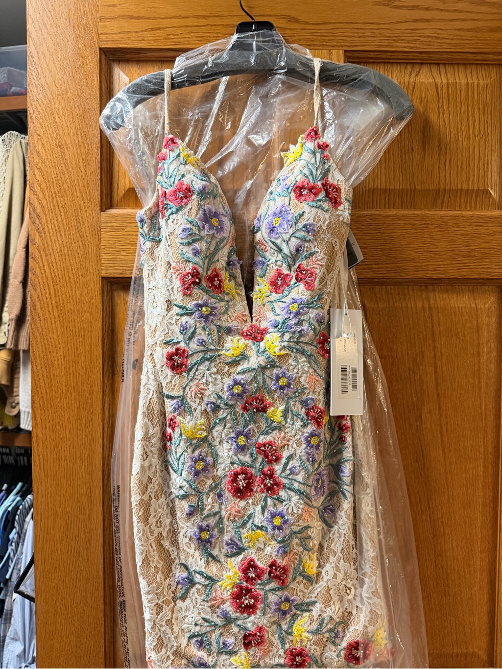 Floral Embroidered Lace Dress In Ivory